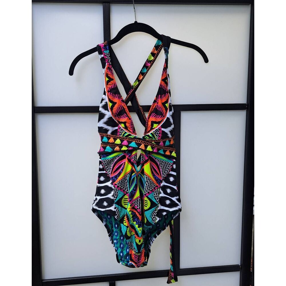 Trina Turk Africana Cross Back Swimsuit Size 4 US